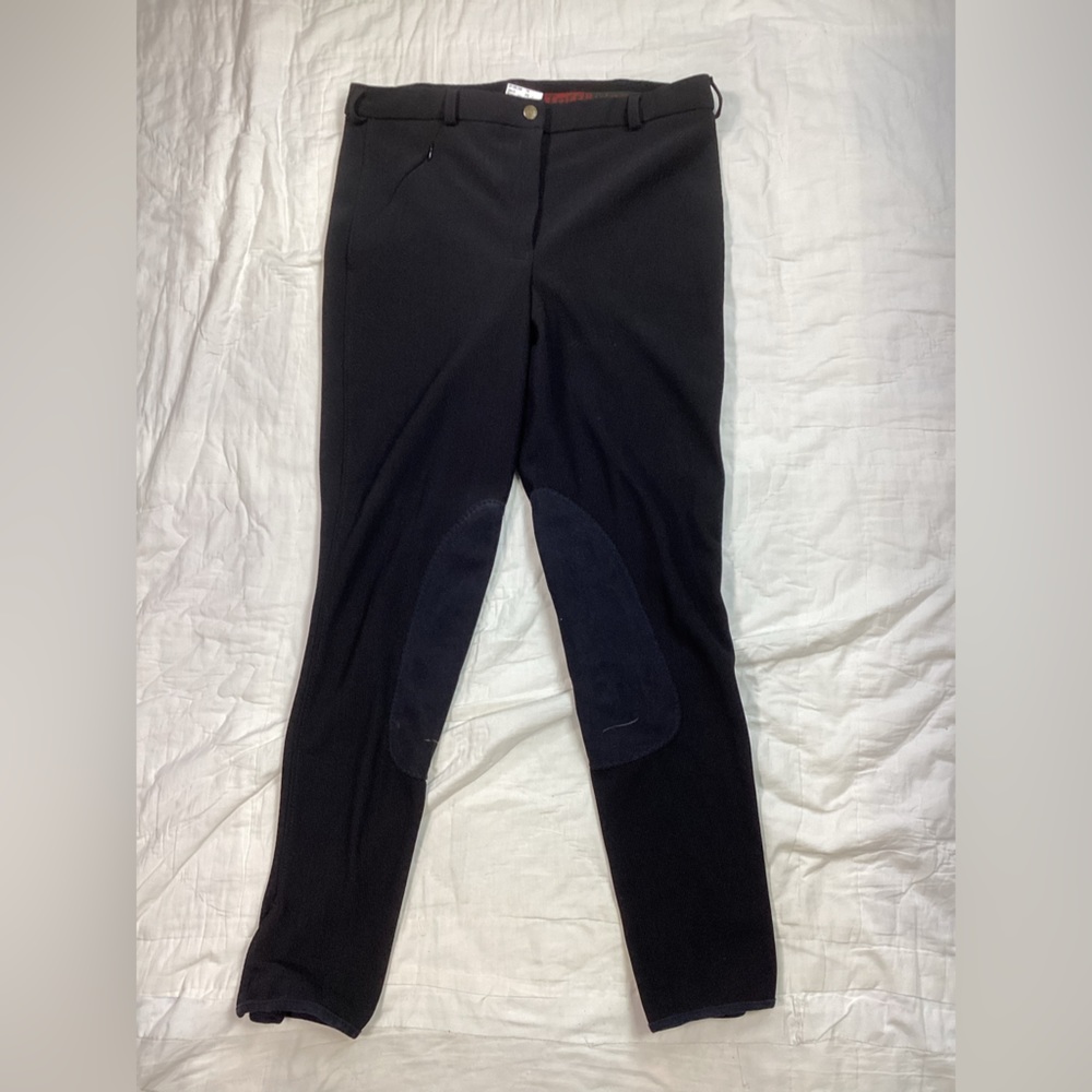 Womens Tuff Rider Ribb Low‎ Rise Front Zip Knee Patch Breeches 32 Long